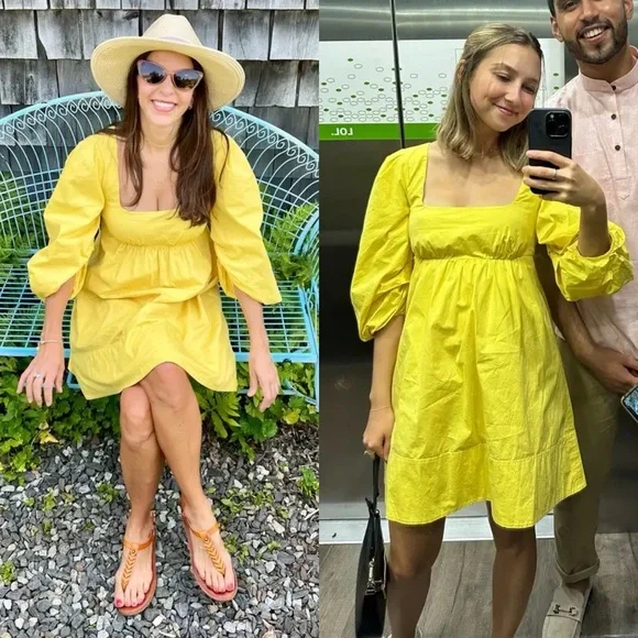 Staud Sophie 3/4 puff sleeve cotton poplin mini dress size M medium - Picture 14 of 16